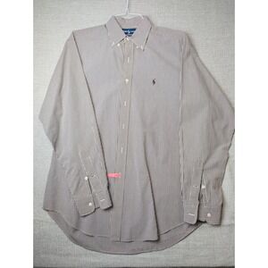 Ralph Lauren Blake Shirt Mens M Brown Gingham 100% Cotton Button Down
